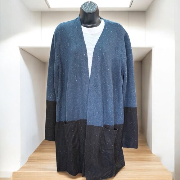 Stitch Fix Love Ellie Long Open Front ColorBlock Pocket Cardigan Size Large - Picture 1 of 7